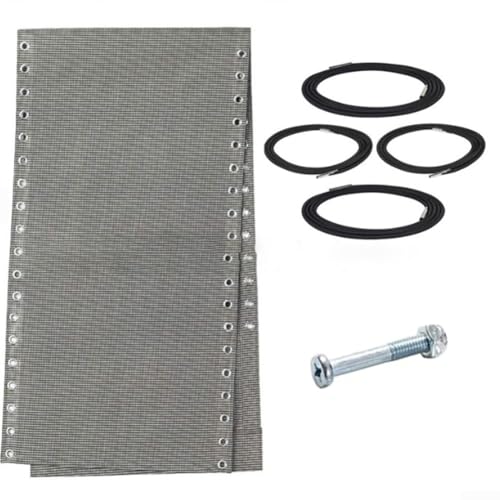 Allthingstore Solution de rechange en tissu inclinable avec 4 cordes élastiques et vis pour chaises d'extérieur 160 x 43,2 cm Blanc/gris/noir/gris/marron/bleu (blanc gris)