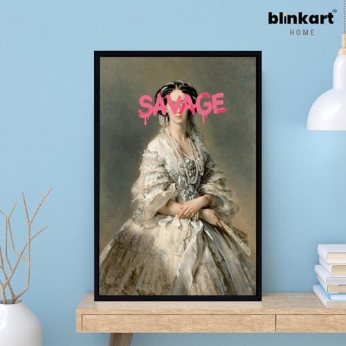 Image of BLINKART Framed Photo - Savage | Altered Art Theme | Motivational & Inspirational Wall Art Poster for Home, Bedroom, Living Room, Office, Hotel & Gifting - 12x8 Inch
