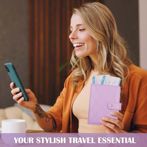 Image of Melsbrinna Premium Leather Passport Holder Covers Case, Waterproof Rfid Blocking Travel Wallet Passport Holder with Pen Holder, Cute Passport Book for Women /Men