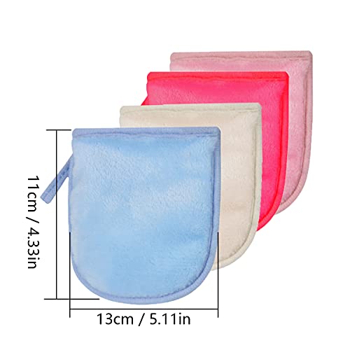 Tomedeks 4pcs Guantes Desmaquillantes De Microfibra Lavables, Almohadilla Desmaquillante Reutilizable Y Lavable… - Imagen 3