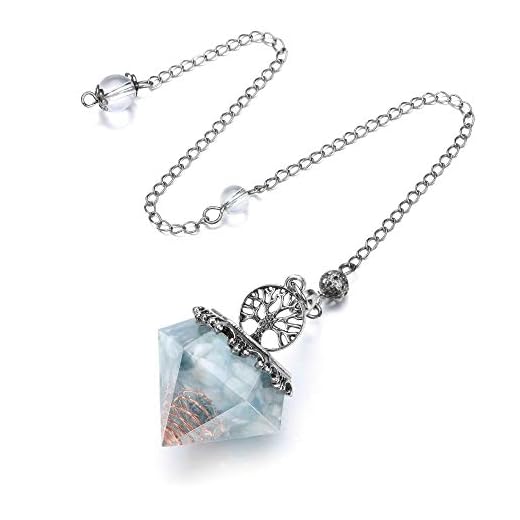 MANIFO Aquamarine Crystal Pendulum Tree of Life