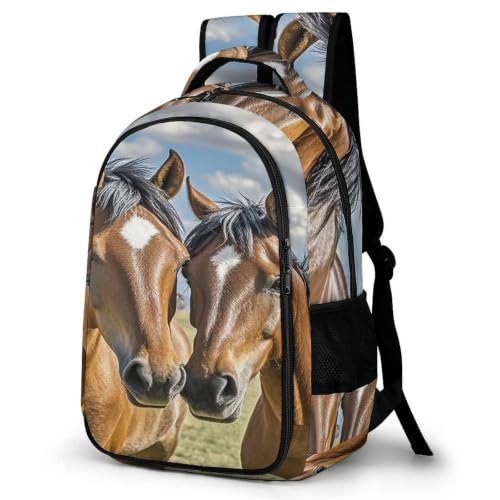 Mochila para portátil de viaje escolar y juvenil motivo Horses in Love con puerto USB