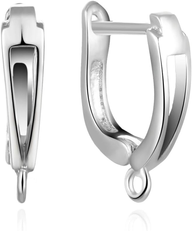 10pcs Adabele Authentic Sterling Silver Horseshoe Huggie Earring Hooks with Closed Ring Tarnish Resistant for DIY Earrings Jewelry Making SS388