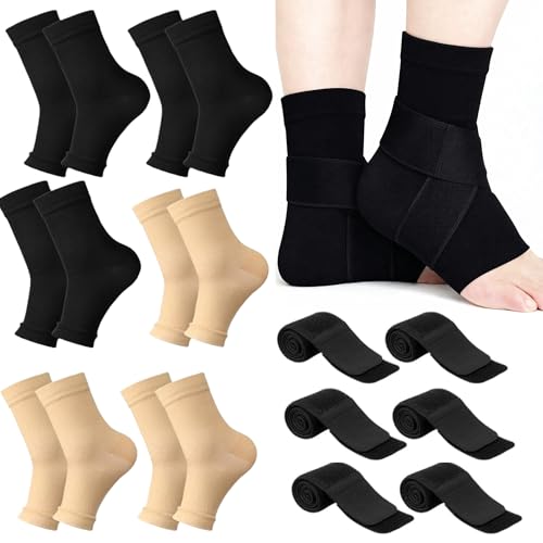 Teyva Daily 9 Pairs Ankle Braces for Men Women Open Toe Compression Socks with Adjustable Strap Foot