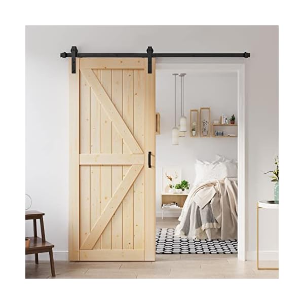 ROYMELO 36 x 84 inch Sliding Barn Wood Door Slab with 6.6ft Hardware Kit, Requires Simple DIY Assembly