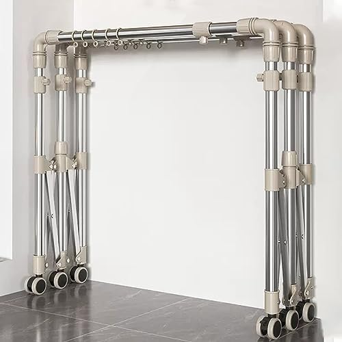 Stainless Steel Laundry Drying Rack, Movable Drying Rack with Castors, Extendable Clothing Dryer Rack, with Large Spacing for Drying, with Sock Tray Holder,3 Pole Drying