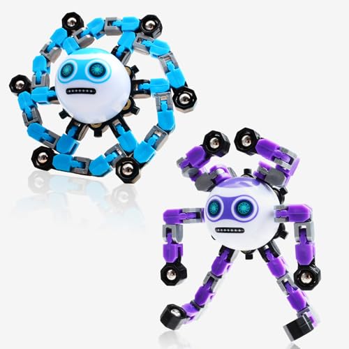 Image of ASIOWELY 2 PCS Transformable Fidget Spinners Toys for Kids and Adults Stress Relief Sensory Toy for Teens Boys Autism Cool Fingertip Gyros Boy Girl Travel Party Favors Birthdays Gifts Stocking Stuffer