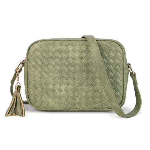 Image of AFKOMST Woven Crossbody Bags for Women Small Boho Purse with Roomy Space | Vegan Leather Camera Bag; Lightweight; Fits iPad mini, Long Wallet; Hands-Free Everyday