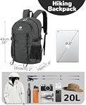 20L Small Waterproof Hiking Backpack Men Women, Lightweight Small Travel Daypack, Rucking Backpack for Outdoor Sport