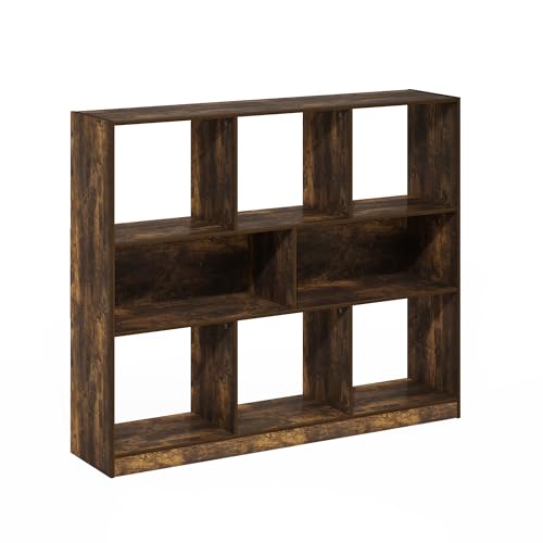 Image of Furinno DALY Book Shelf, 8-Cube Bookshelf, Horizontal Cube Storage Organizer Bookcase, 10.9 x 47.2 x 39.4, for Living Room, Bedroom, Home Office, Amber Pine