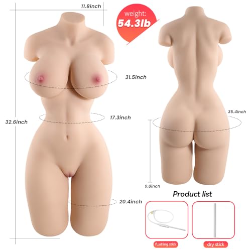 Image of 54LB Male Sex Doll Full Size Sex Doll Realistic Female Torso with Big Boob | Life Size Sex Doll with Soft Buttock Full Body Sex Doll Male Masturbator with Tight Vagina and Anal Channel Sex Doll for Men