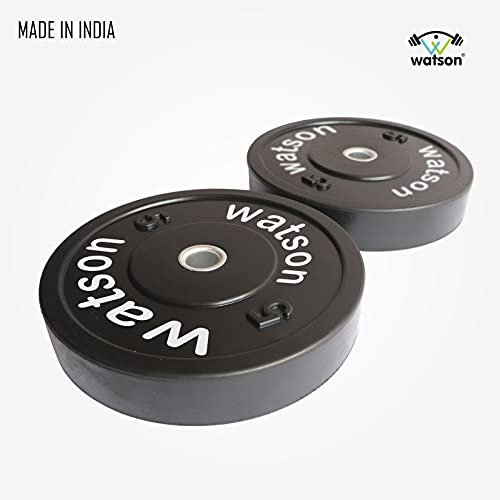 Image of WATSON Dumbbell Plates, 10Kg(5Kgx2) 28mm Bumper Weight Plates With 2 Inch Metal Insert, Strength Training Barbell Weights for Home Gym Workouts