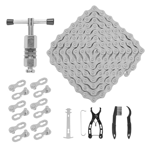 Tronchacadenas bicicleta - Cadena de bicicleta - Set Herramientas Cadena - Aleación de Aluminio - Desmontacadenas - Para Reparar Cadena de Mountain Bike y Bicicleta de Carretera (Plata)