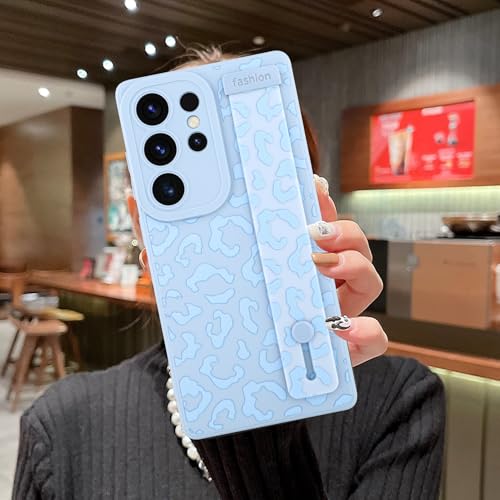 Image of Compatible with Samsung Galaxy S25 Ultra Case with Strap Wrist Blue