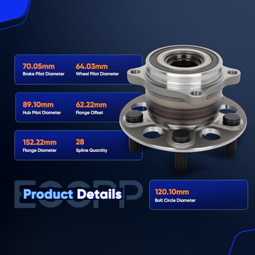 Image of ECCPP 2PC Wheel Hub Assembly Rear 512629 2017-2020 for Acura for MDX | 2019-2023 for Honda for Passport Wheel Bearing Hubs w /ABS