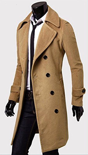 Mens Winter Trench Coat Long Jacket Double Breasted Overcoat2