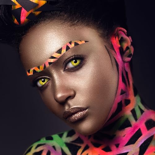 aricona Kontaktlinsen Tageslinsen - Gelbe Kontaktlinsen farbig - Yellow Fear - Halloween Kontaktlinsen ohne Stärke für Halloween & Kostüm-Partys