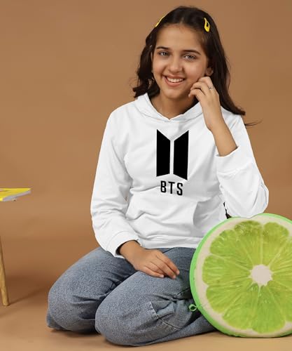 Image of KYDA KIDS Girls Cotton Hooded Sweatshirt | Regular Fit Full Sleeves Winter Wear Hoodies
