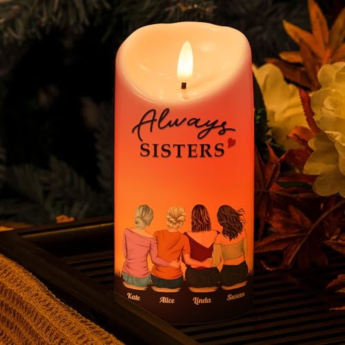Image of Macorner Personalized LED Candle Chirstmas Sister Birthday Gifts, Sister Gifts from Sister, Gifts for Sister, Soul Sister, Friendship Gifts for Women, The Bond Between Us Will Always Be Strong