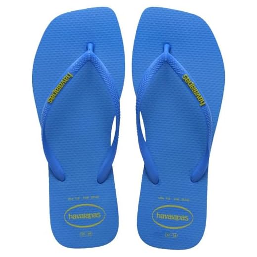 Chinelo Havaianas Slim Square Logo Pop-up Feminino - Cor Azul Brilhante (BR, Adulto, Faixa Numérico, 33, 34)