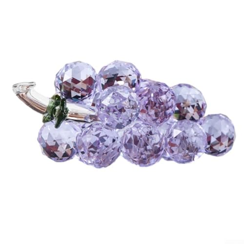 Zoegneer Adornos de escritorio de uva de cristal para adornos de frutas de cristal transparente para uvas de cristal para decoración de gabinete de boda (púrpura)
