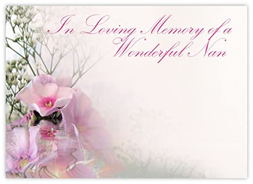 celloexpress In Loving Memory Nan (Phlox Reflection) Flower Message Cards - 90mm x 125mm - Bereavement Florist Card Sympathy Condolences Notes (Pack of 6)