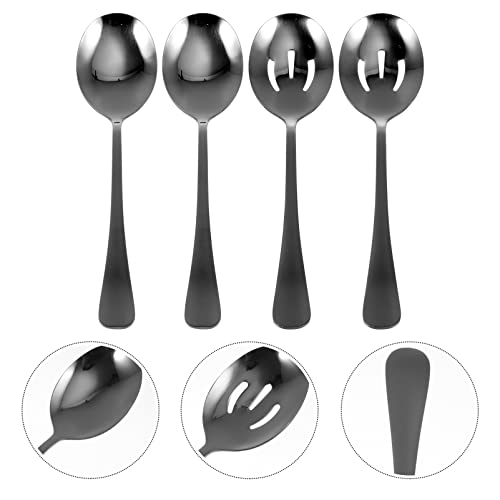 Hemoton 4 Stks Roestvrij Staal Voedsel Serveren Buffet Sleuf Lepels Scoop Vergiet Zeef Deesert Fruit Voor Thuis Restaurant - Image 4