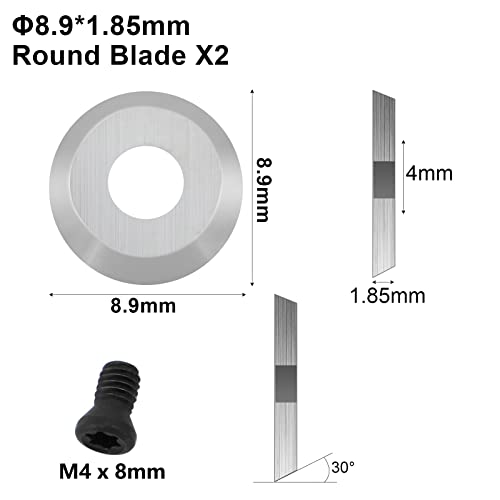 Realplus 8Pcs Tungsten Carbide Cutters Inserts Set, Replacement Cutters For Wood Lathe Turning Tools, Include 11Mm Square, 8.9Mm And 12Mm Round, 30Mm Diamond, Screws #TOP4