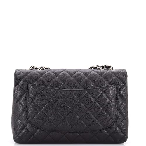 Pre-Loved Classic Single Flap Bag Quilted Caviar Jumbo, Black4