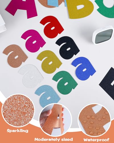 Image of 249 Pcs Glitter Bulletin Board Letters, Numbers and Punctuation 4 Inch | Cut Out Letters for Bulletin Board Decorations, Poster Board Letters Alphabet Cutouts for Classroom Wall Decor (Orange)