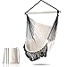 Chihee Sièges Suspendus Chaise hamac Grande Chaise Suspendue Relax Tissage de Coton pour Un Confort Glands élégants MÉTAL créatif Barre d'écartement Forte Combinaison en 3 Sections Détachable
