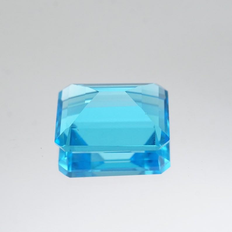 Topaze bleue pour fabrication de bijoux, gemme rectangulaire 7 x 5 mm - 3