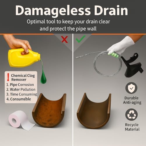 25 FT Drain Snake Hair Drain Clog Remover, Manual Or Powered, - 4