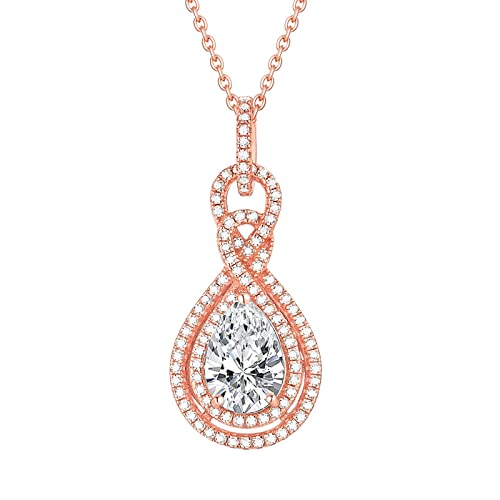 Collier en argent sterling avec pendentif larme scintillante en zircone
