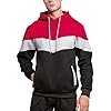 MANLUODANNI Men's Hoodies Pullover Hooded Sweatshirt Patchwork Top Casual Hoody with Pocket Red XXL #1