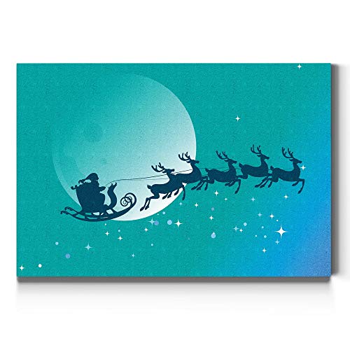 Renditions Gallery Canvas Wall Art Home Paintings & Prints Flying Santa's Sleigh Silhouette Modern Festival Glam Wall Hanging Decorations for Bedroom Office Kitchen Artwork - 12"x18" LT20