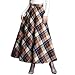 Produktbild Byqny Damen Warm Vintage Plissee Maxirock Eleganter Flared Rock Plaid Wollrock hohe Taille Langen Röcke Regenschirmrock Großes Pendel Herbst Tartan Winterrock 5# KarteM