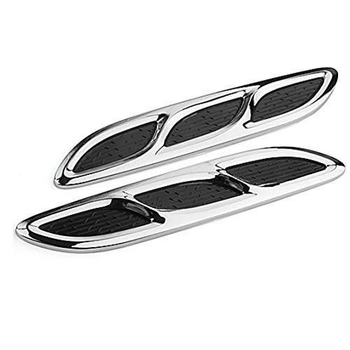 車用 ダミーダクト メッキ カバーインテークグリル 吸気口装飾 サイド ドア フィン ステッカー 汎用 メタル 金属