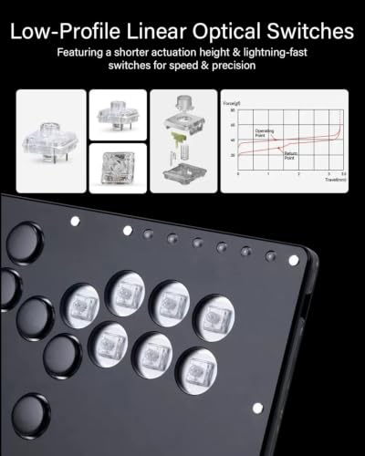 Image of JZW-Shop Haute42 Arcade Stick T13, All-Button Arcade Controller for Switch /PC /PS4 /PS3 /Steam Deck, Slim Arcade Fight Stick Game Keyboard with Turbo & Custom RGB, Supports Hot-Swap & SOCD