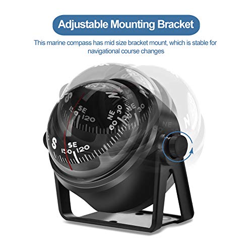 Yosoo Health Gear Boat Compass, Adjustable Marine Ball Night Vision Compass, Navigation Marine Compass With Adjustable Mounting Bracket For Car Watercraft Boat Caravan Truck #TOP3
