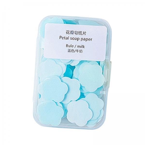 Bnf® 5xSoap Sheets Cute Mini Flower Shape Paper Soap Handwashing Soap for Camping Blue milk flavor Health & Beauty Bath & Body Bar Soaps-image-18