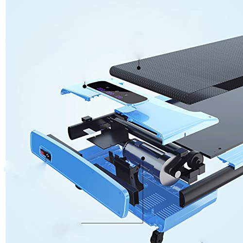 Image of Treadmill Home Smart Tablet Mini Simple Folding Ultra Quiet Indoor Fitness Walking Machine Treadmill (Blue)