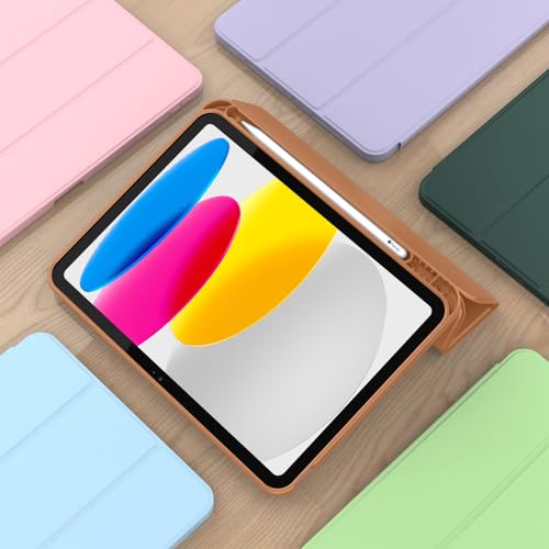 Image of ToaPoia Case for iPad (A16) 11 Inch 2025 /iPad 10th Generation 10.9 Inch 2022, Slim Trifold Stand Protective Cover with Pencil Holder and Soft TPU Back,Support Auto Sleep /Wake Brown