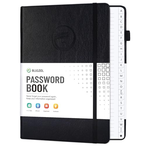 Password Book with Alphabetical Tabs, Hardcover Password Keeper 7"x 10"