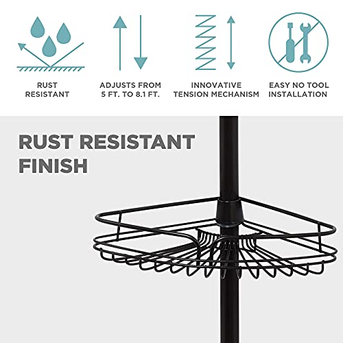 Zenna Home 2161HB Shower Tension Pole Caddy, Bronze