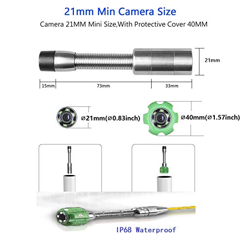 Plumbing Camera 100ft Waterproof IP68 DVR Video Inspection Equipment 7 Inch LCD Monitor HVAC Duct Drain Chimney Snake Pipe Cameras 30m Cable 1000TVL Sony CCD Cam with Luxury Box (Free 8GB SD Card)