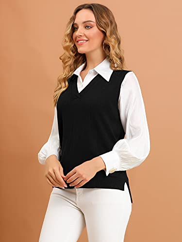 Allegra K Women's V Neck Sweater Vest Knit Pullover Sleeveless Sweater Top4