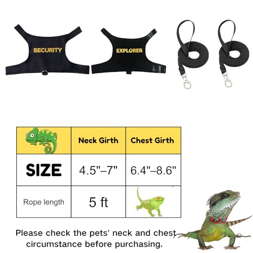 Image of Lizards Clothes with Leash Set for Bearded Dragon Geckos Reptiles Apparel Lizard Reptiles Harness Hand-Made for Bearded Dragon Lizards Geckos (Security+Explorer)