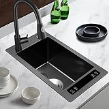 PhIree Lavello da Cucina Purificato ad Ultrasuoni, 59 X 29 X 21 Cm, Lavello da Cucina in Acciaio Inossidabile con Rubinetto Estraibile, Lavello Invisibile per Uso Domestico