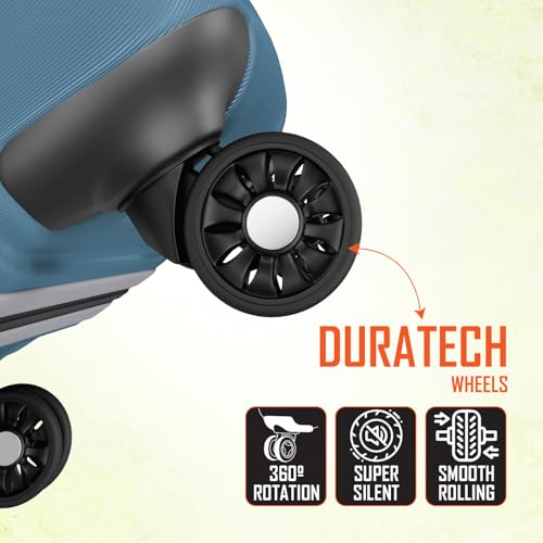 Image of Safari Genius Theo 8 Wheels Set of 2 (Cabin + Medium) Trolley Bags, Hard Case Polycarbonate, 360 Degree Wheeling Carry-on & Check-in Luggage, Suitcase for Travel, Trolley Bags for Travel, Pearl Blue